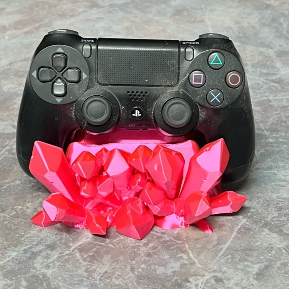 Crystal Controller Stand | PS5 Xbox Holder | 3D Printed Gaming Desk Display